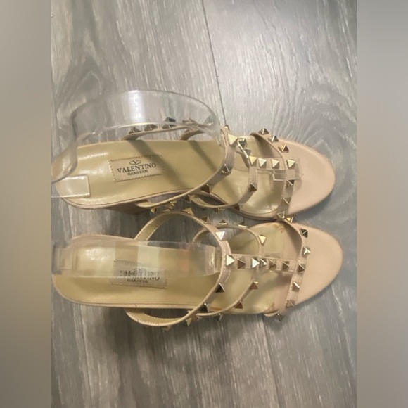 Valentino Garavani Rockstar Stud Caged Leather Tan Nude Sandals Size 42/ US 12 - Picture 10 of 11